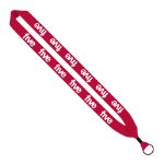 1" Custom Knitted Cotton Lanyards with Metal Crimp and Split Key Ring in Red