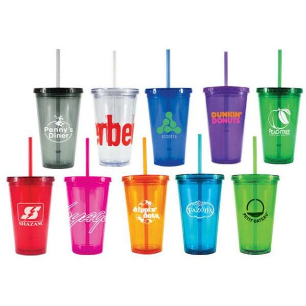 Freedom16 oz. Acrylic Tumblers with Straw