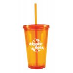 orange tumbler with straw