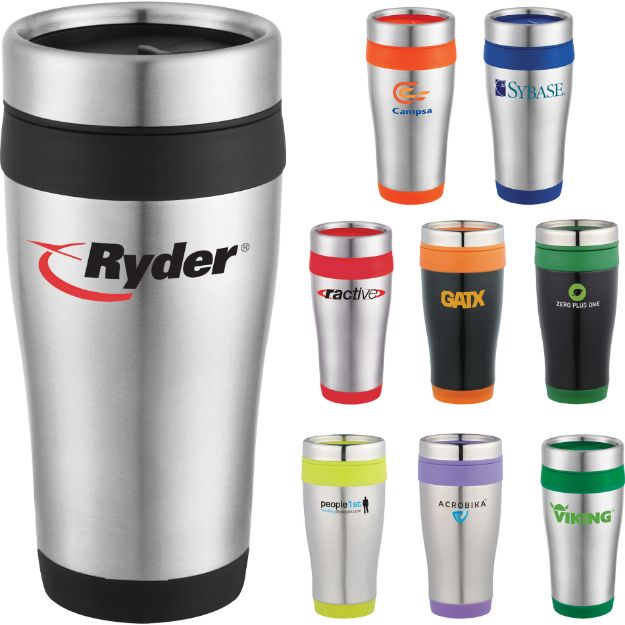 16oz Stainless Steel Custom Tumbler, Promotional Travel Mug - Carmel