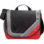 Red custom bolt messenger bag