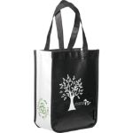 black small laminated shopper tote