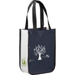 Navy small laminated shopper tote