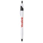 Cougar Contoured Retractable Ballpoint Pen in White W/ Black Trim