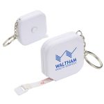 White Square 5' Foot Tape Measure Key Chain