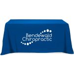royal blue 6’ promotional economy table cloth open back