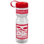 Red Lid Promotional 28 oz. Transparent Tethered Lid Bottle