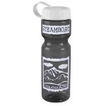 Promotional Smoke 28 oz. Transparent Tethered Lid Bottle