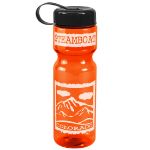 Promotional Orange 28 oz. Transparent Tethered Lid Bottle