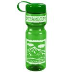 Promotional Green 28 oz. Transparent Tethered Lid Bottle