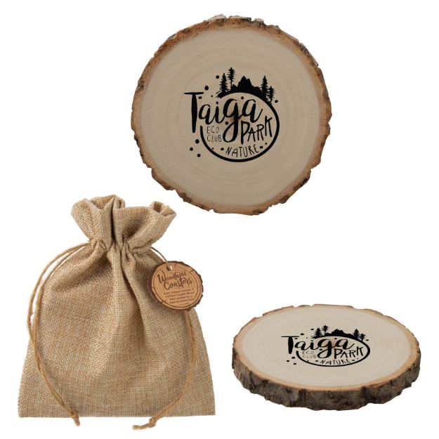 Woodland Wood Log Coasters - Poplar Ccustom Coaster