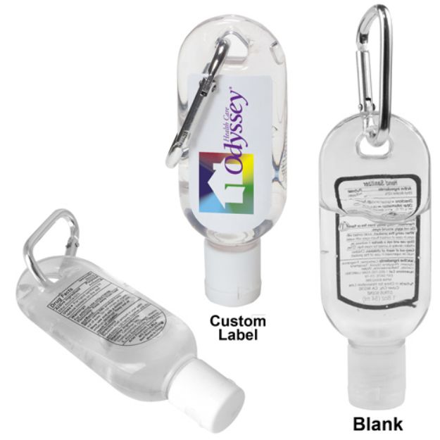 Carabiner Style 1.8 oz Hand Sanitizer with Custom Logo or Blank
