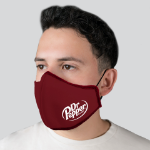 Deluxe Face Mask with Adjustable Ear Loops, Nose Bridge, Filter Pocket, Poly Outer Layer and Cotton Inner Layer Custom Printed in Burgundy