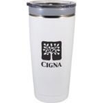 Custom Vacuum Tumbler with CeramiSteel Strength, 22 oz Capacity, Acrylic Press On Lid, White