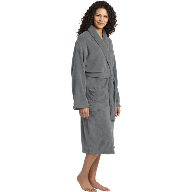 Port Authority Plush Microfleece Shawl Collar Robe. R102 Deep Smoke