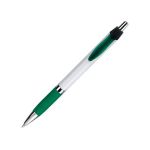 Blair Click Pen with White Barrel, Colored Grip, and Metal Accents, Green